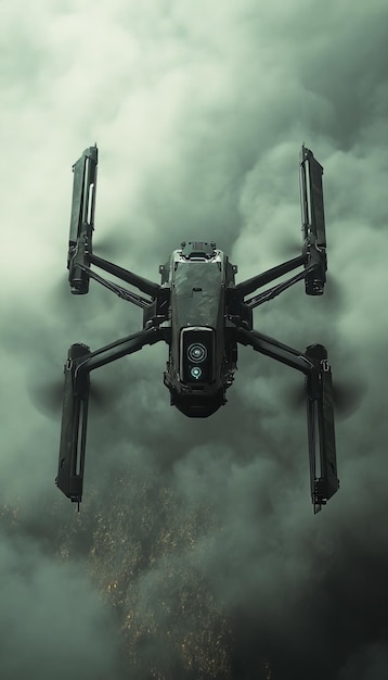 Photo 3d render of a fireframe military drone showcasing advanced design and technology features