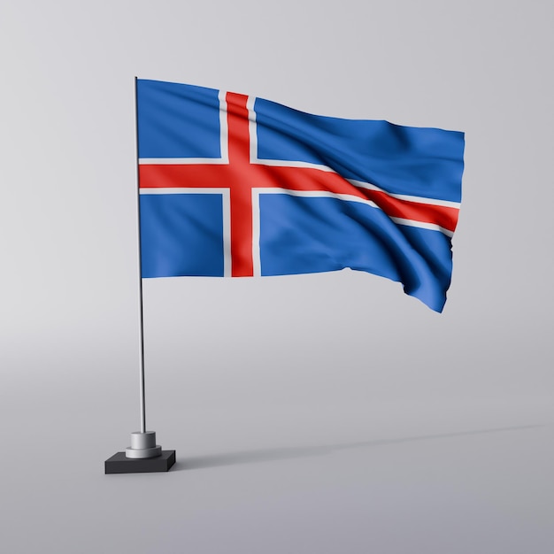 Photo 3d render of flag of iceland