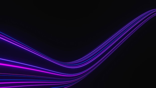 3d render of flash neon and light glowing on dark scene Speed light moving lines High fast motion blur Technology internet of future network Sci fiction of hyperspace interstellar travel