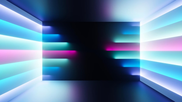 3d render of flash neon and light glowing on dark scene Speed light moving lines