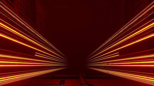 3d render of flash neon and light glowing on dark scene Speed light moving lines