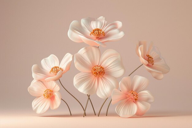 Photo 3d render of flowers soft and rounded forms ar