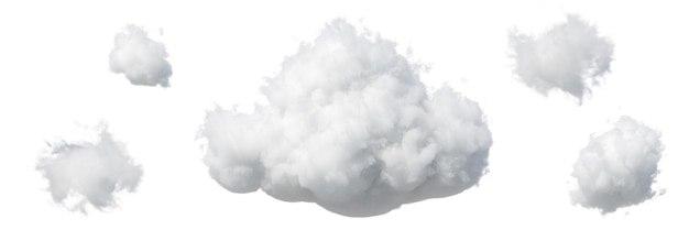 3d render fluffy white clouds isolated on white background