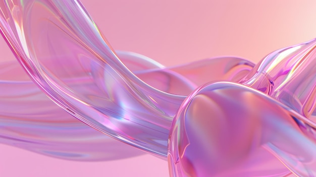 3d render of fluid glass shapes on pimk background