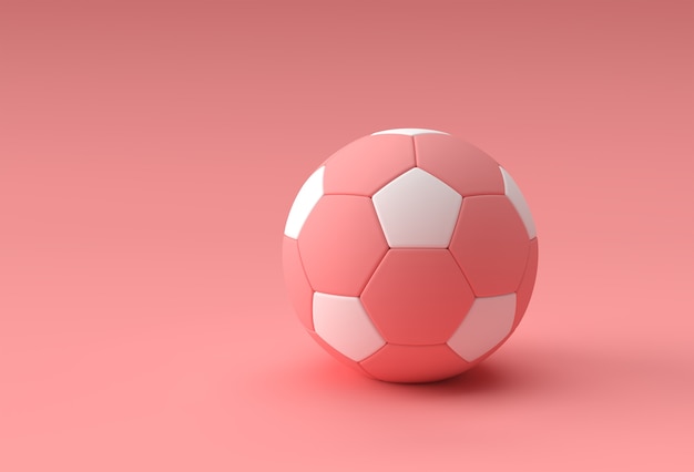 3D Render Football Illustration, Soccer Ball with Pink Background