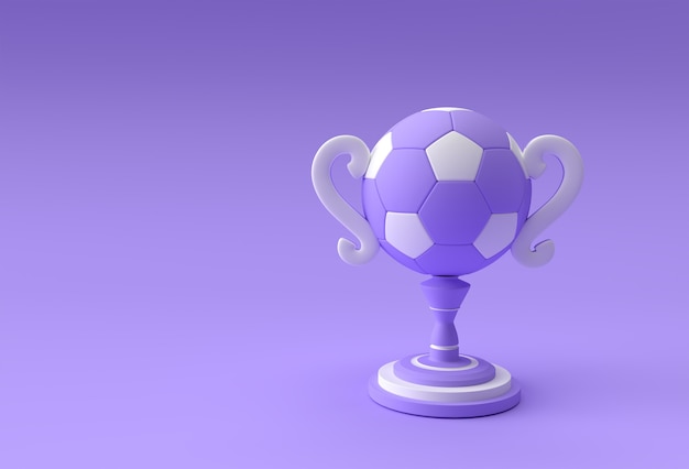 3D Render football trophy cup isolated on Color Background.