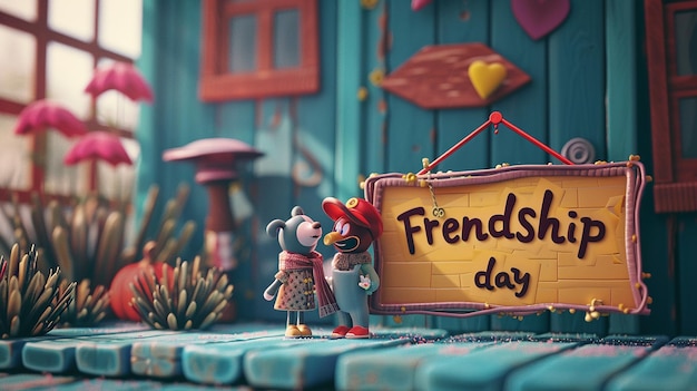 Photo 3d render friendship day background