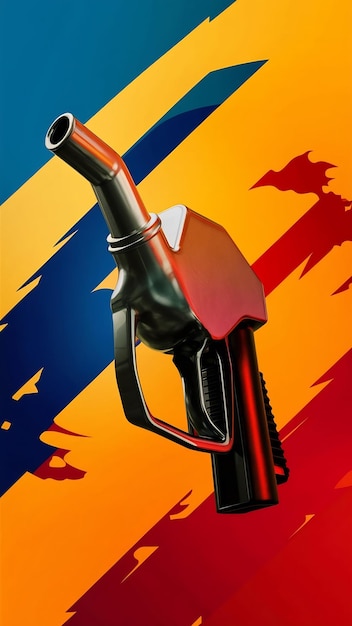 Photo 3d render fuel pump nozzle isolated on color background