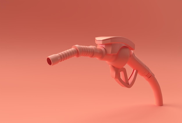 Photo 3d render fuel pump nozzle isolated on color background