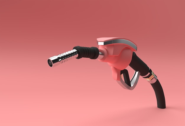 3D Render fuel pump nozzle isolated on Color Background.