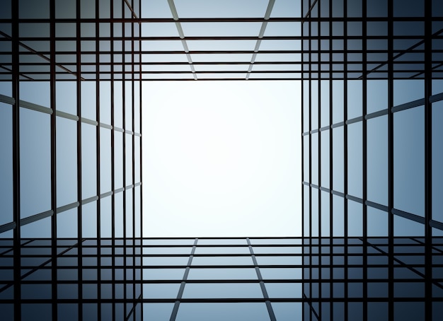 3D render of futuristic architecture, Skyscraper building with glass window.