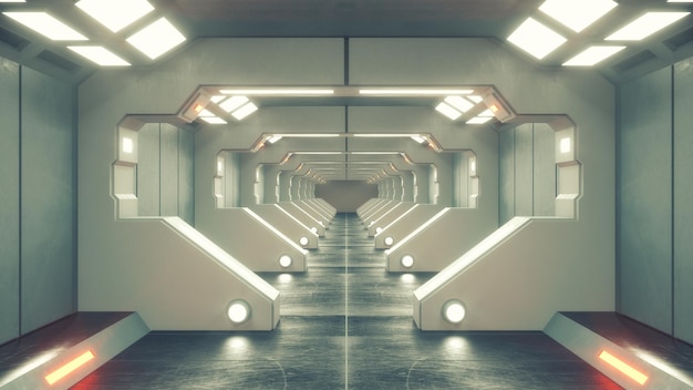 3d render Futuristic interior concept architecture