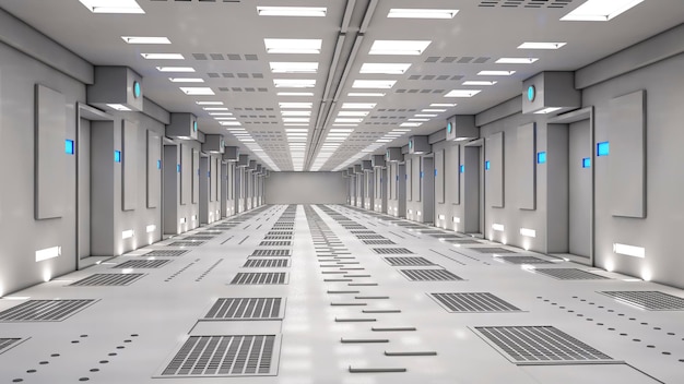 3d render Futuristic interior corridor architecture