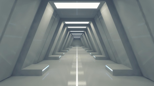 3D render Futuristic interior spaceship design