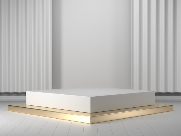 3d render geometric podium White 3d podium showcase for product