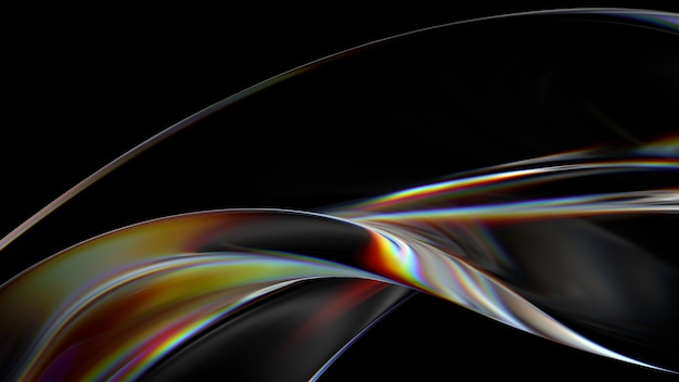 3d render of glass object with dispersion and iridescent effects. Realisitc light splitting. Luxury and modern background.