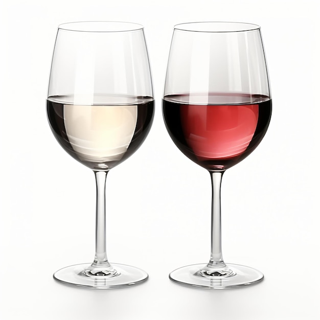 3d render glasses with white and red wine isolated generative ai