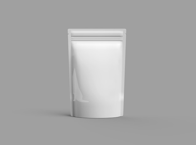 Photo 3d render of a glossy sealed doypack packaging with a zipper on a light background