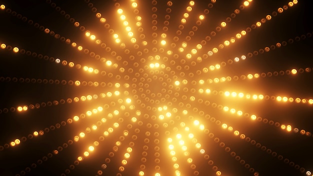 3d render Gold circle led VJ background