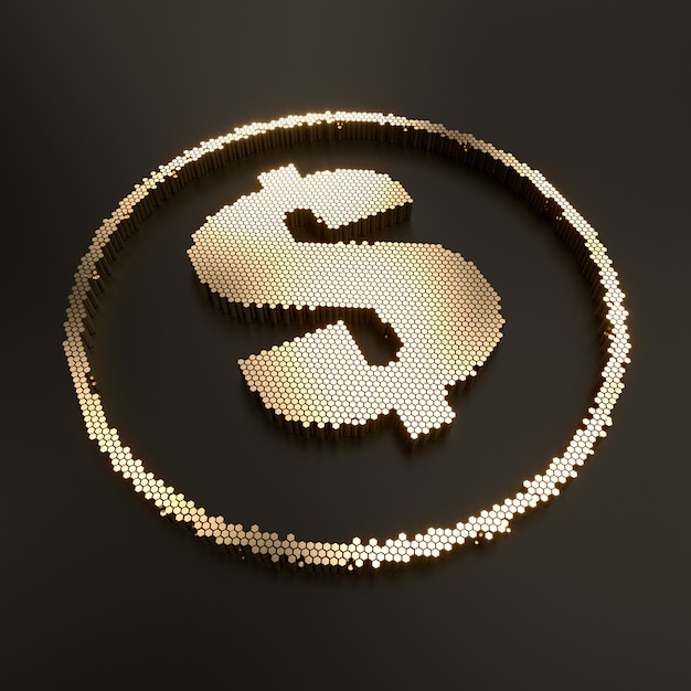 3d render of gold dollar symbol 