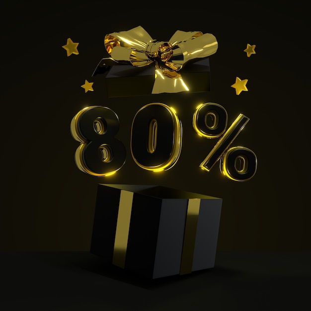 3d render gold eighty percent