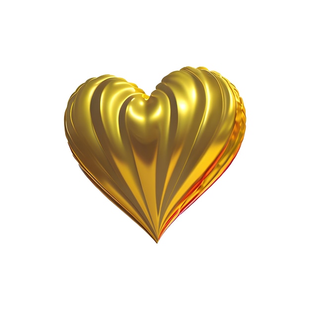 3d render of gold heart balloon isolated on white