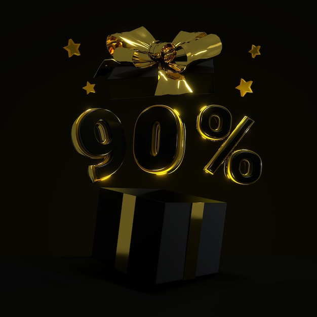 3d render gold ninety percent