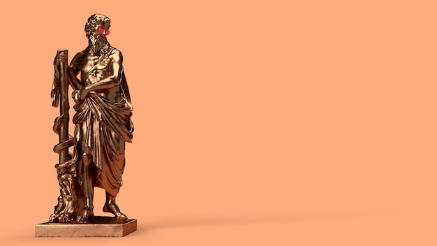 3d render gold sculpture of a man in full height