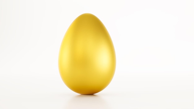 3D render of golden egg isolated on white background 3d concept