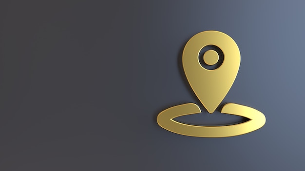 3d render golden symbol geolocation