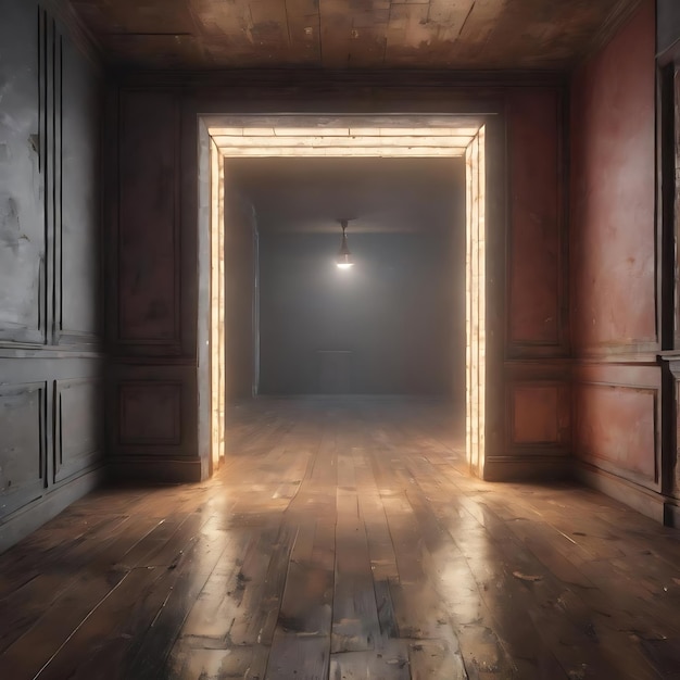 3d render of a grunge interior with spotlight shining down