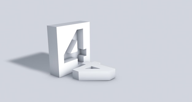 3D render gypsum block with number 4 carved inside