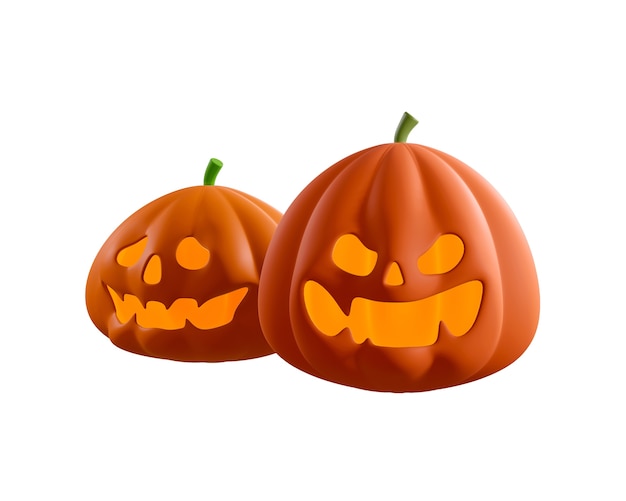 3D render of Halloween pumpkins isolated