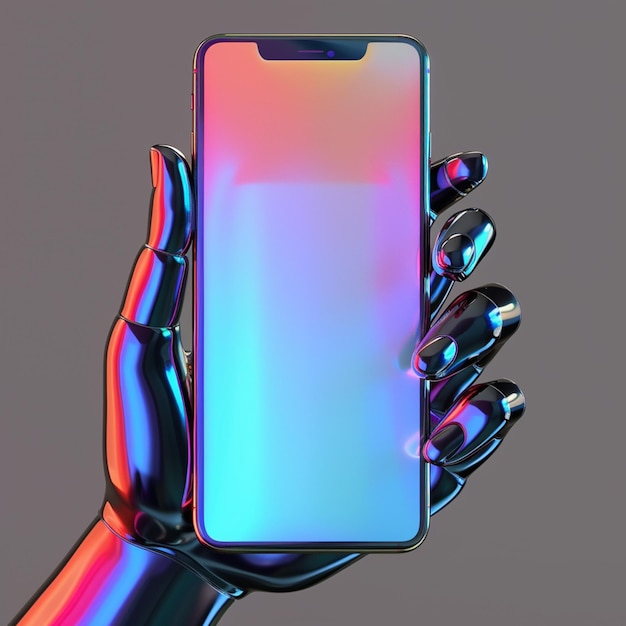 3D render of hands holding a phone Generative AI