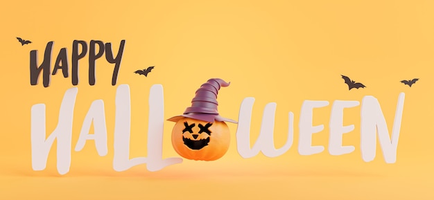 3d render of happy halloween icon with halloween concept.