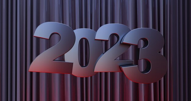 3D render of happy new year 2023 on dark background