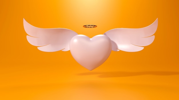 3D render of hart with wings