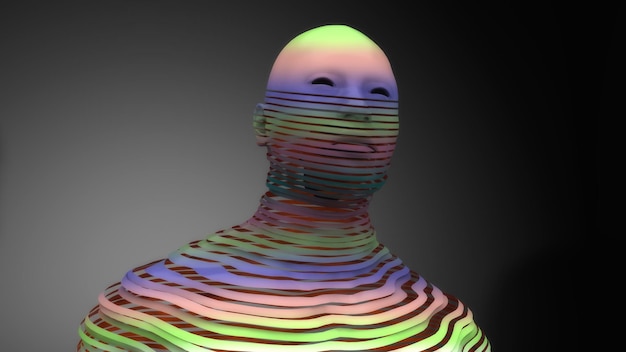 3d render Head Human shattered portrait