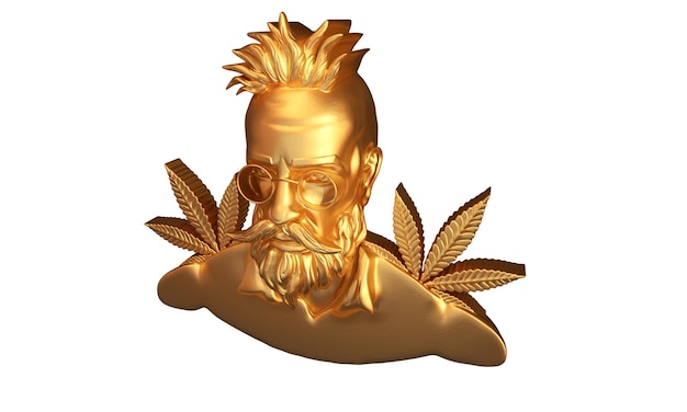 3d render of a hippy stoner with his arms in the air