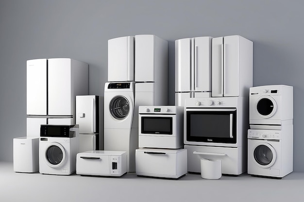 3d render of home appliances collection set