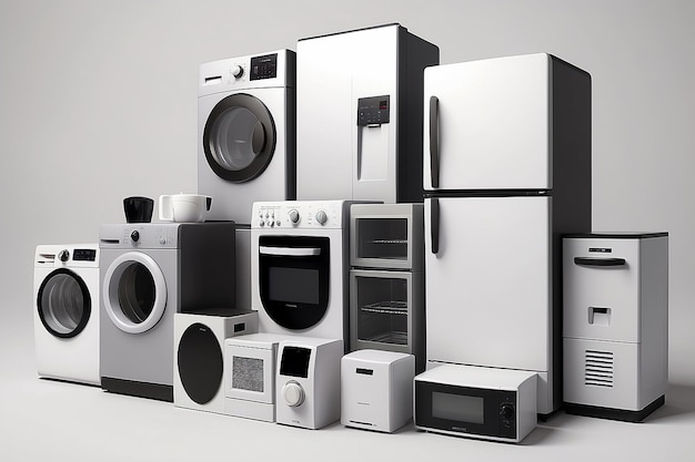 3d render of home appliances collection set