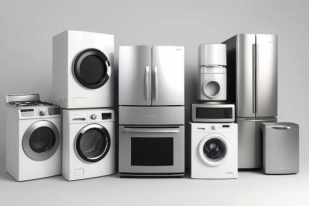 3d render of home appliances collection set