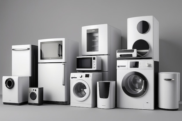 3d render of home appliances collection set