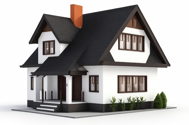 3d render of house isolated on a white