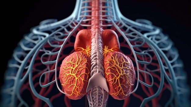 3D render of human anatomy the thoracic diaphragm