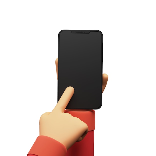 3D Render Of Human Hand Scrolling Smart Phone Blank Screen for your Product Advertisement or App Presentation