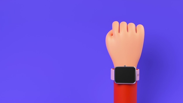 3D Render Of Human Hand Showing Smart Wrist Watch Blank Screen for your Product Advertisement or App Presentation