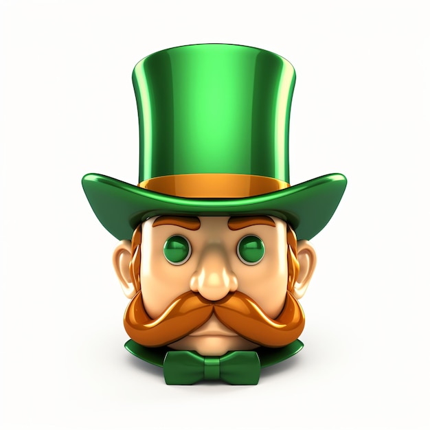 Photo 3d render icon of leprechaun with green hat and mustache generated ai