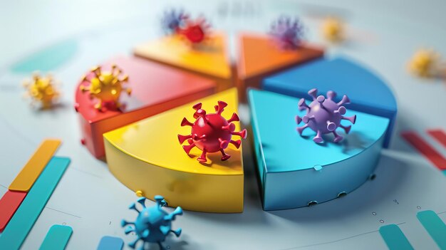 Photo 3d render icon pie chart with segments representing different stages of a companys digital transform