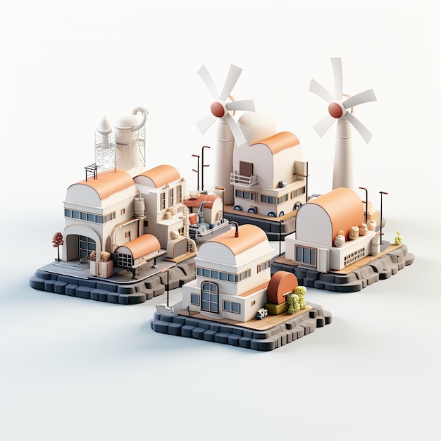 3d render icon power plant of an electric power company